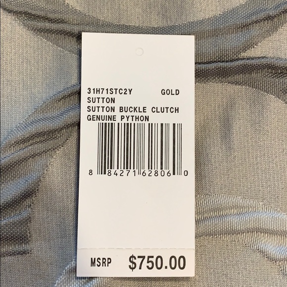 Michael Kors buckle genuine Python gold clutch - Picture 6 of 10